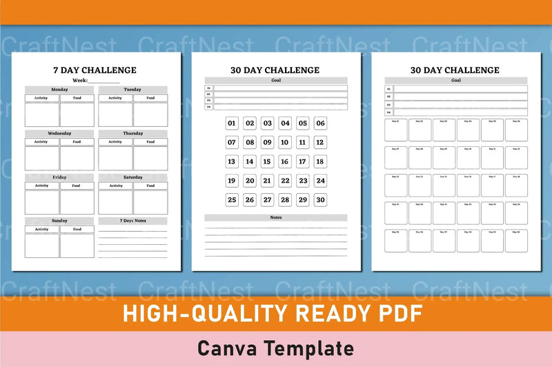 Customizable Fitness Planner Canva Template - CraftNest - Digital Crafting and Art