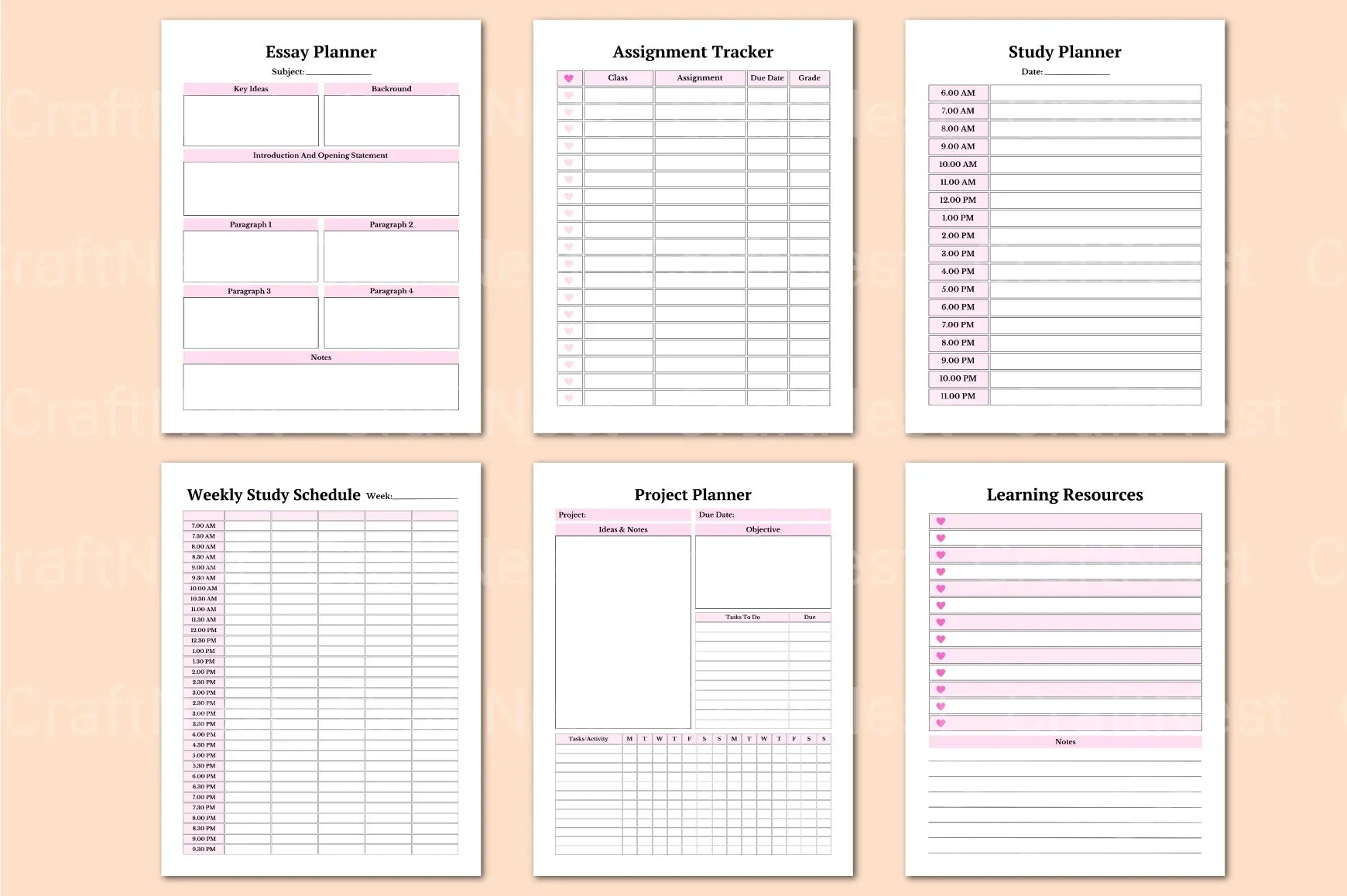 College Student Planner for Effective Organization - CraftNest - Digital Crafting and Art