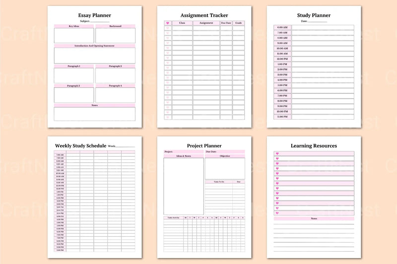 College Student Planner for Effective Organization - CraftNest - Digital Crafting and Art