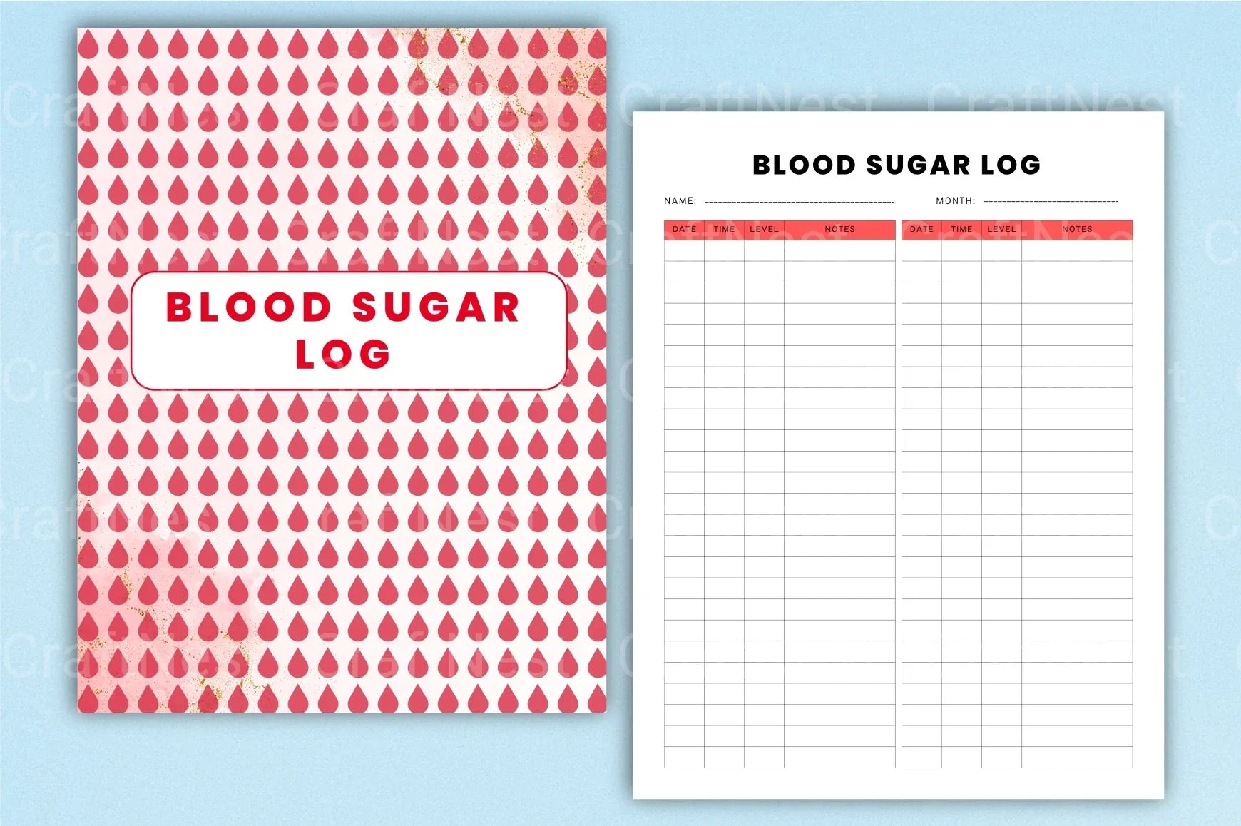 Blood Sugar Log Tracker - CraftNest - Digital Crafting and Art