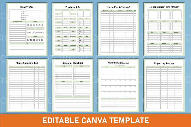 Home Plant Care Planner Template - CraftNest - Digital Crafting and Art