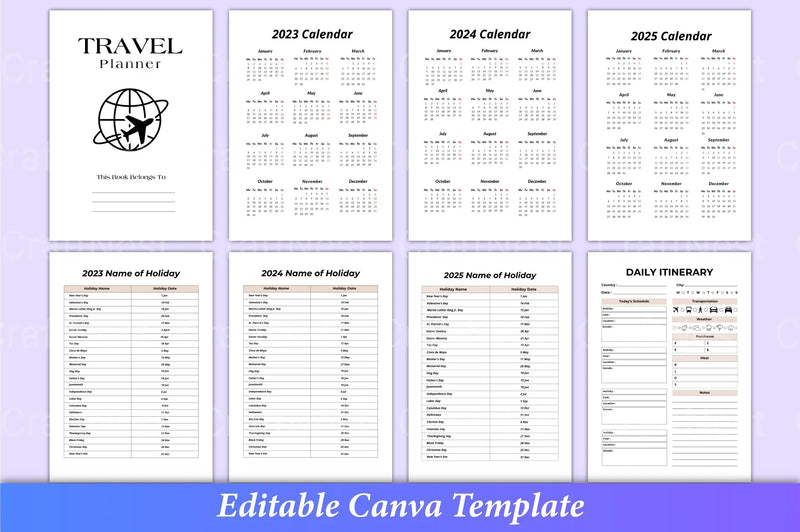 Travel Planner Canva Template Interior - CraftNest - Digital Crafting and Art