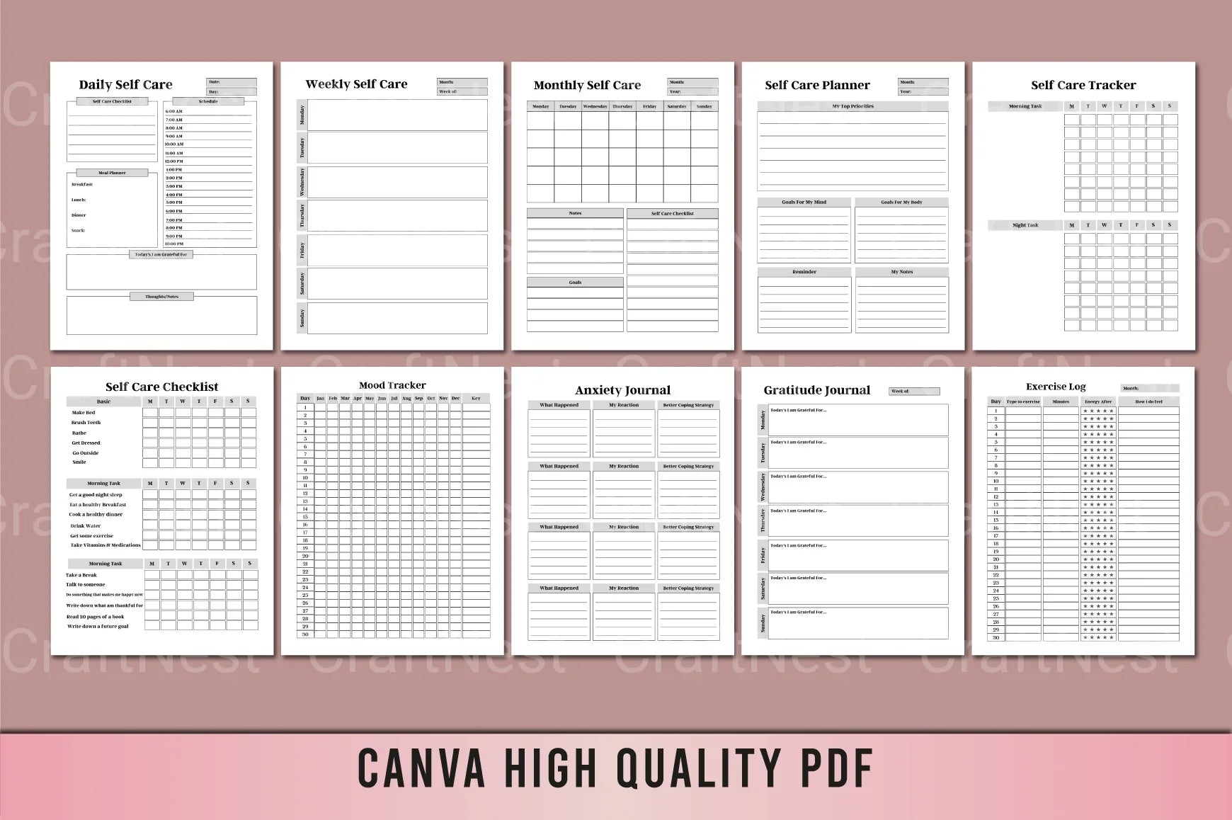 Mental Health Self-Care Planner - CraftNest - Digital Crafting and Art