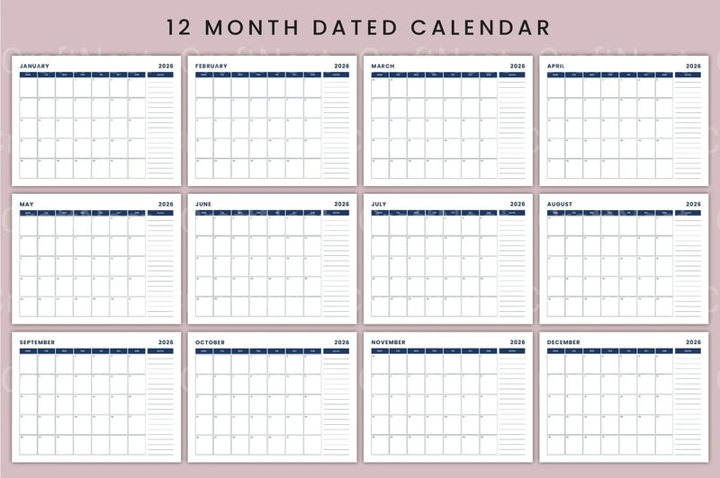 Landscape Monthly Calendar 2024 - CraftNest - Digital Crafting and Art