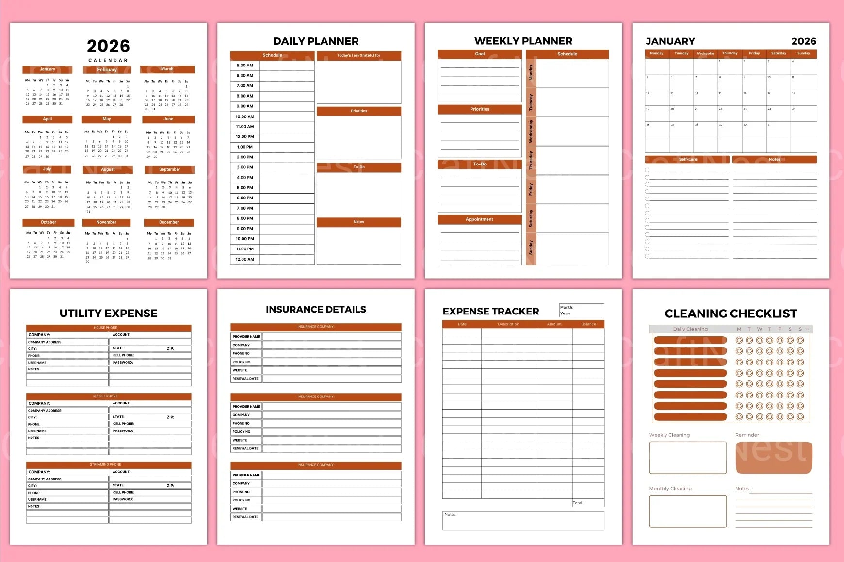 Home Care Maintenance Organizer - CraftNest - Digital Crafting and Art