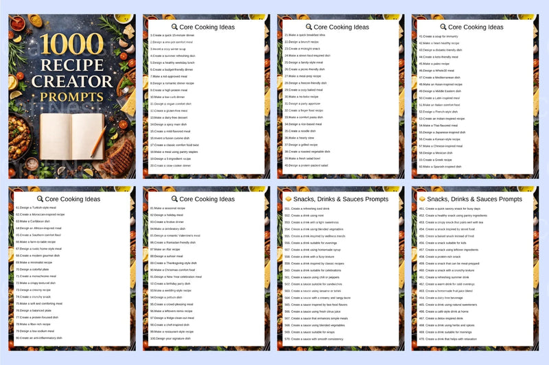 Recipe Creator Prompts for Culinary Inspiration - CraftNest - Digital Crafting and Art