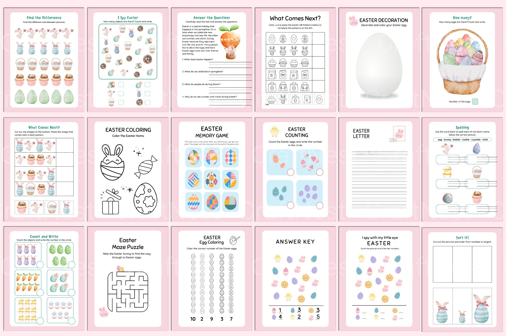 Easter Activity Coloring Book for Kids