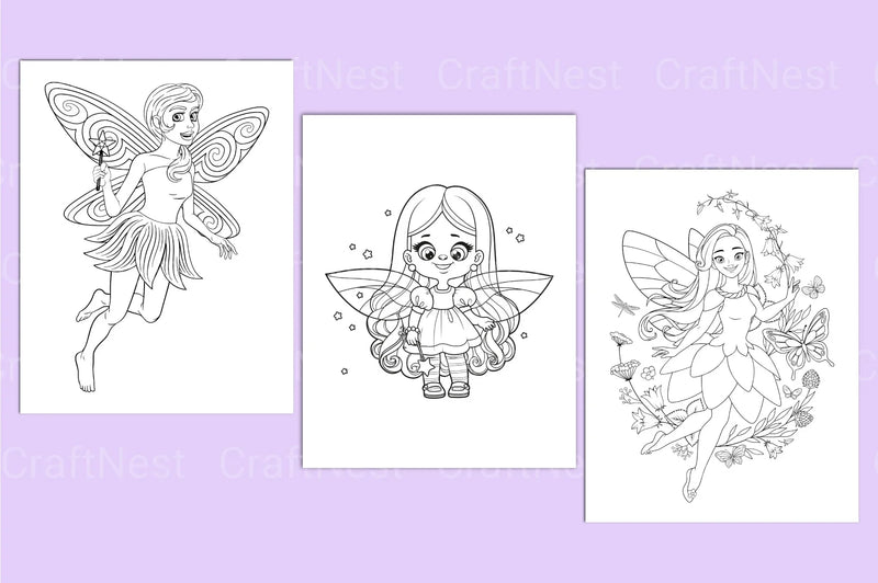 Cute Fairy Coloring Page - CraftNest - Digital Crafting and Art