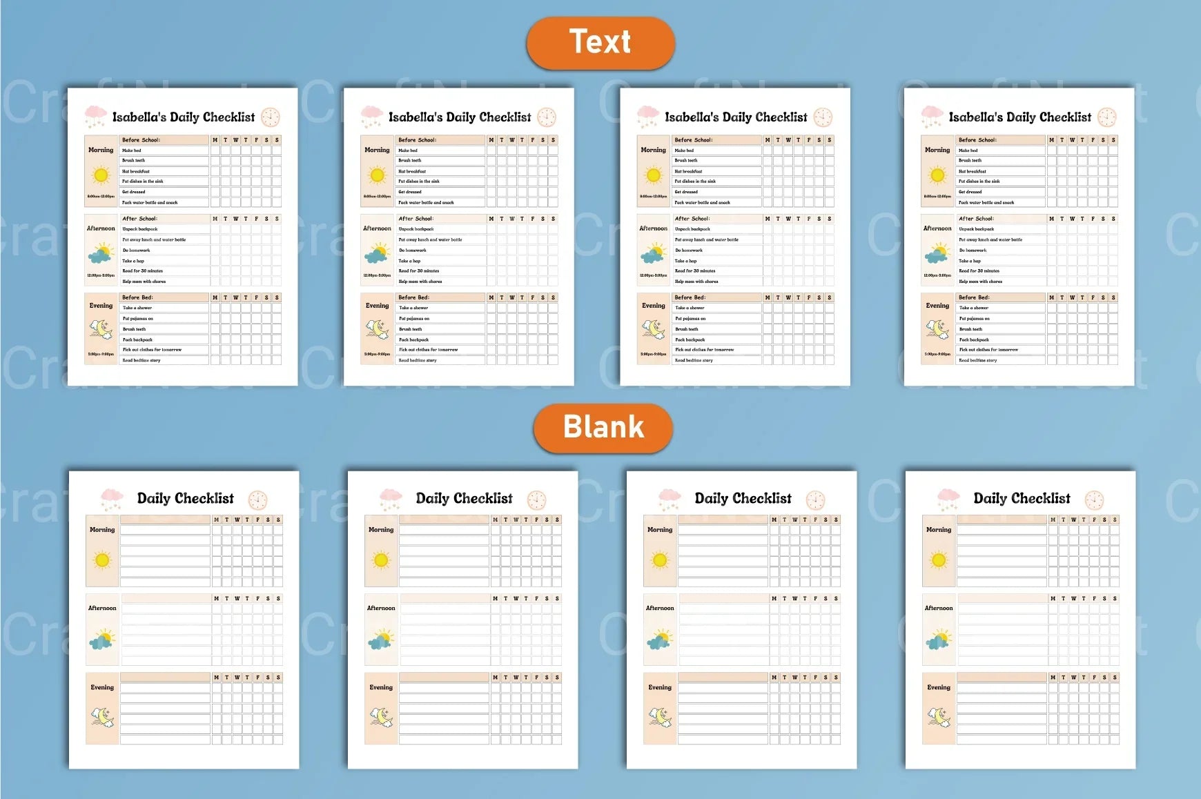 Kids Daily School Checklist Schedule - CraftNest - Digital Crafting and Art