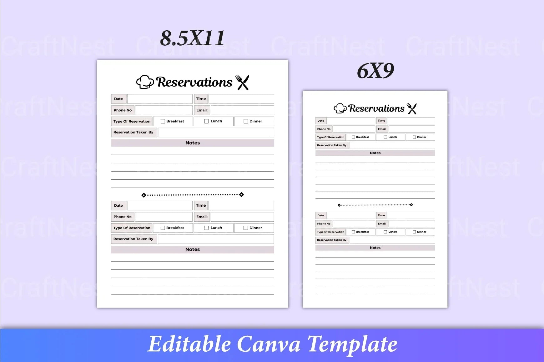 Restaurant Reservation Book Template - CraftNest - Digital Crafting and Art