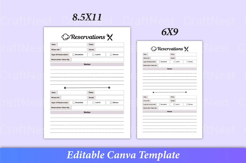 Restaurant Reservation Book Template - CraftNest - Digital Crafting and Art
