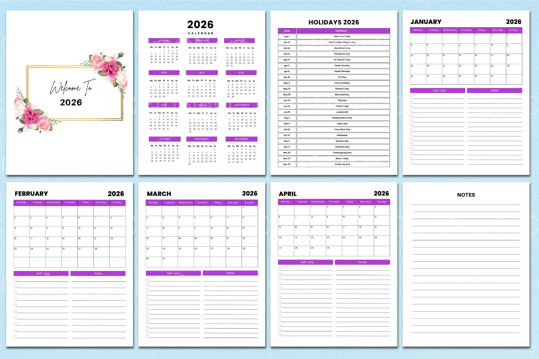 Monthly Agenda Planner - CraftNest - Digital Crafting and Art