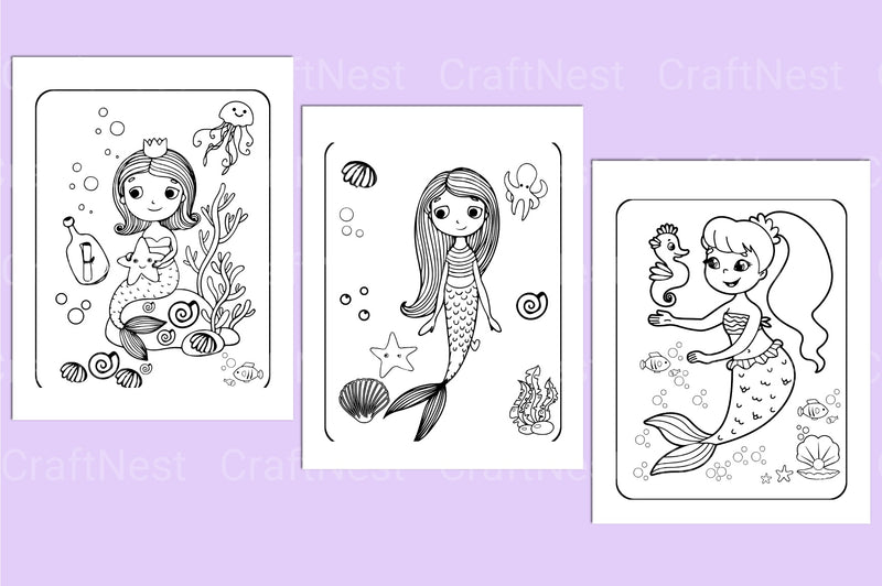 Cute Mermaid Coloring Page - CraftNest - Digital Crafting and Art