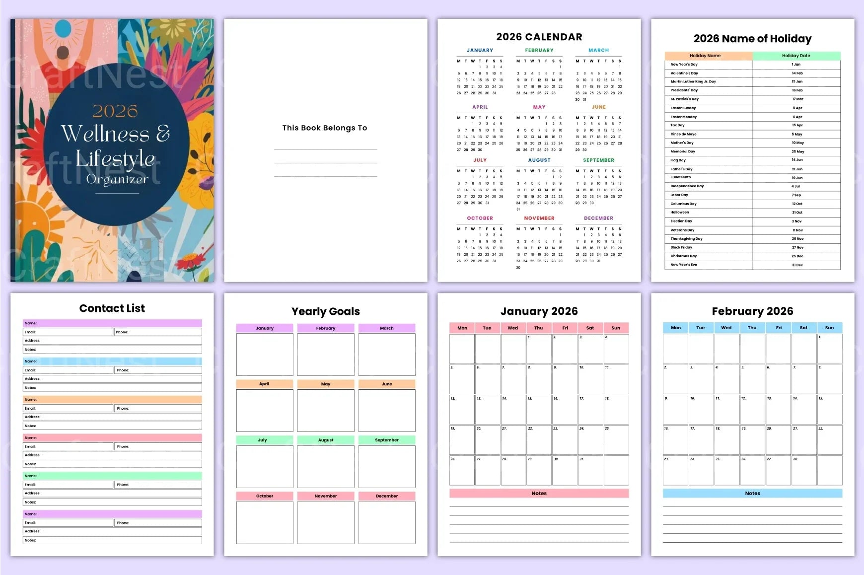 Wellness Lifestyle Organizer - CraftNest - Digital Crafting and Art