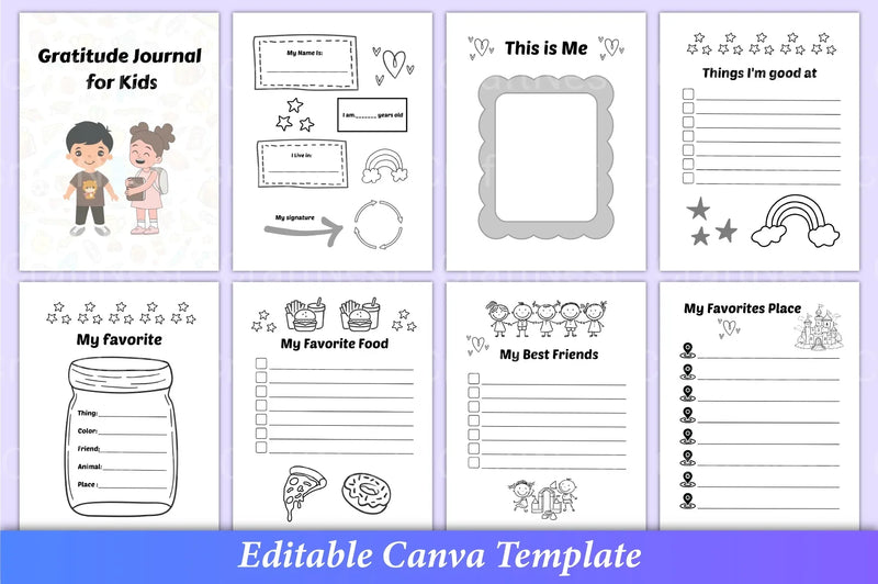 Gratitude Journal for Kids Canva Interior - CraftNest - Digital Crafting and Art