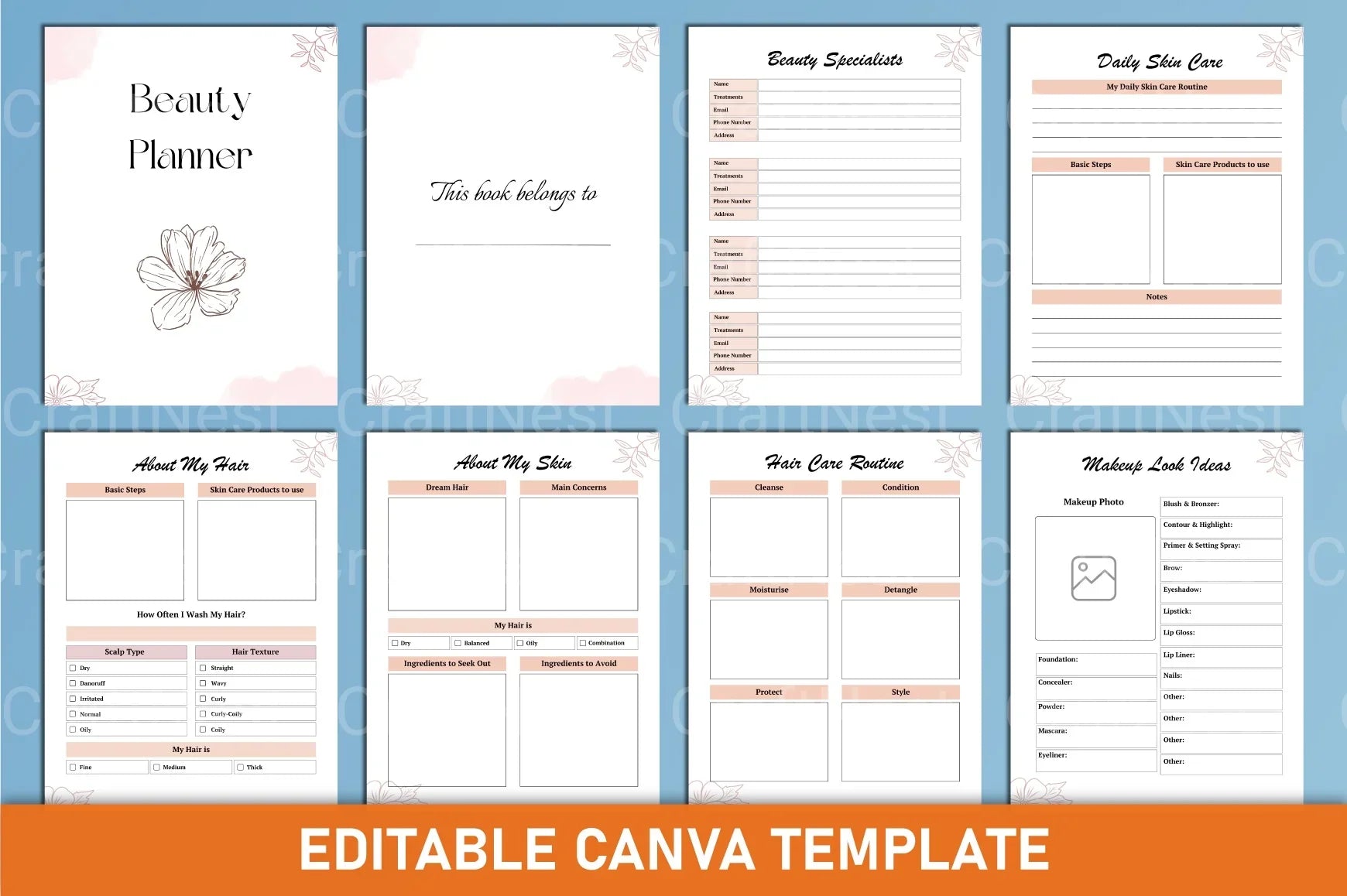 Beauty Planner Canva Template - CraftNest - Digital Crafting and Art