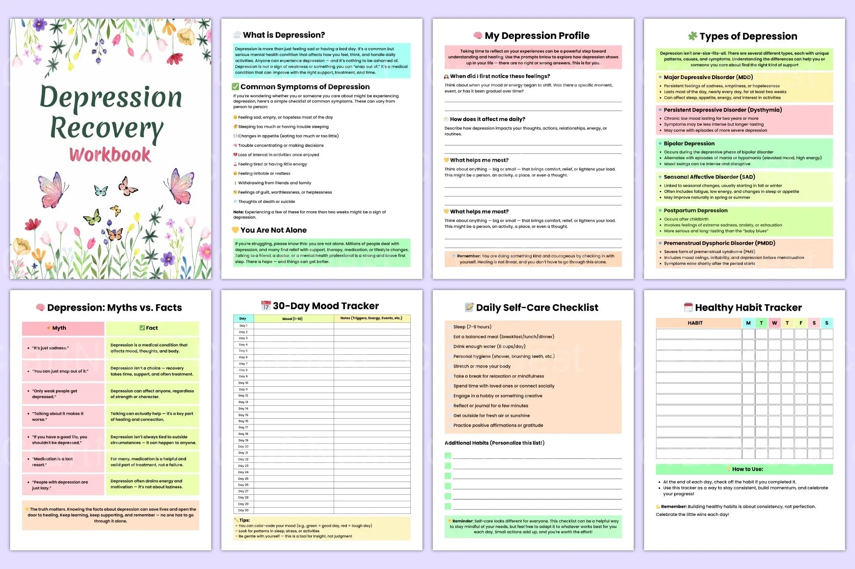 Depression Recovery Workbook: A Guide to Healing - CraftNest - Digital Crafting and Art