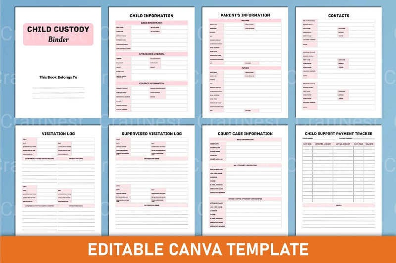 Child Custody Binder Canva Interior Template - CraftNest - Digital Crafting and Art