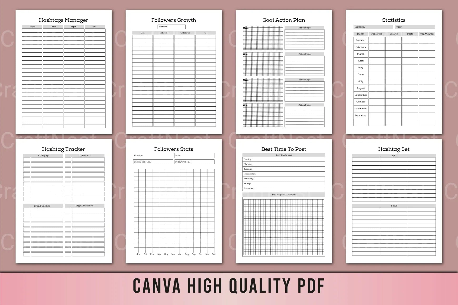 Social Media Planner Template - CraftNest - Digital Crafting and Art