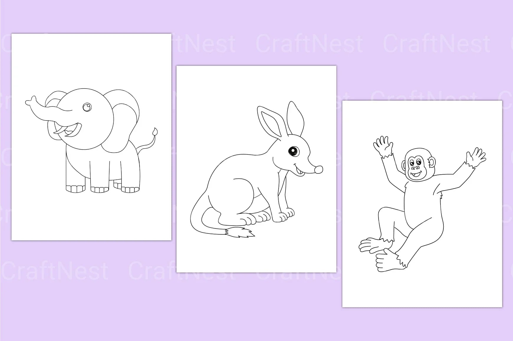 Cute Animals Coloring Book - CraftNest - Digital Crafting and Art