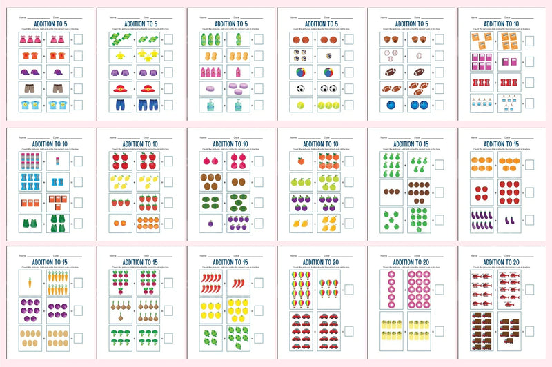 Kindergarten Addition Workbook - CraftNest - Digital Crafting and Art