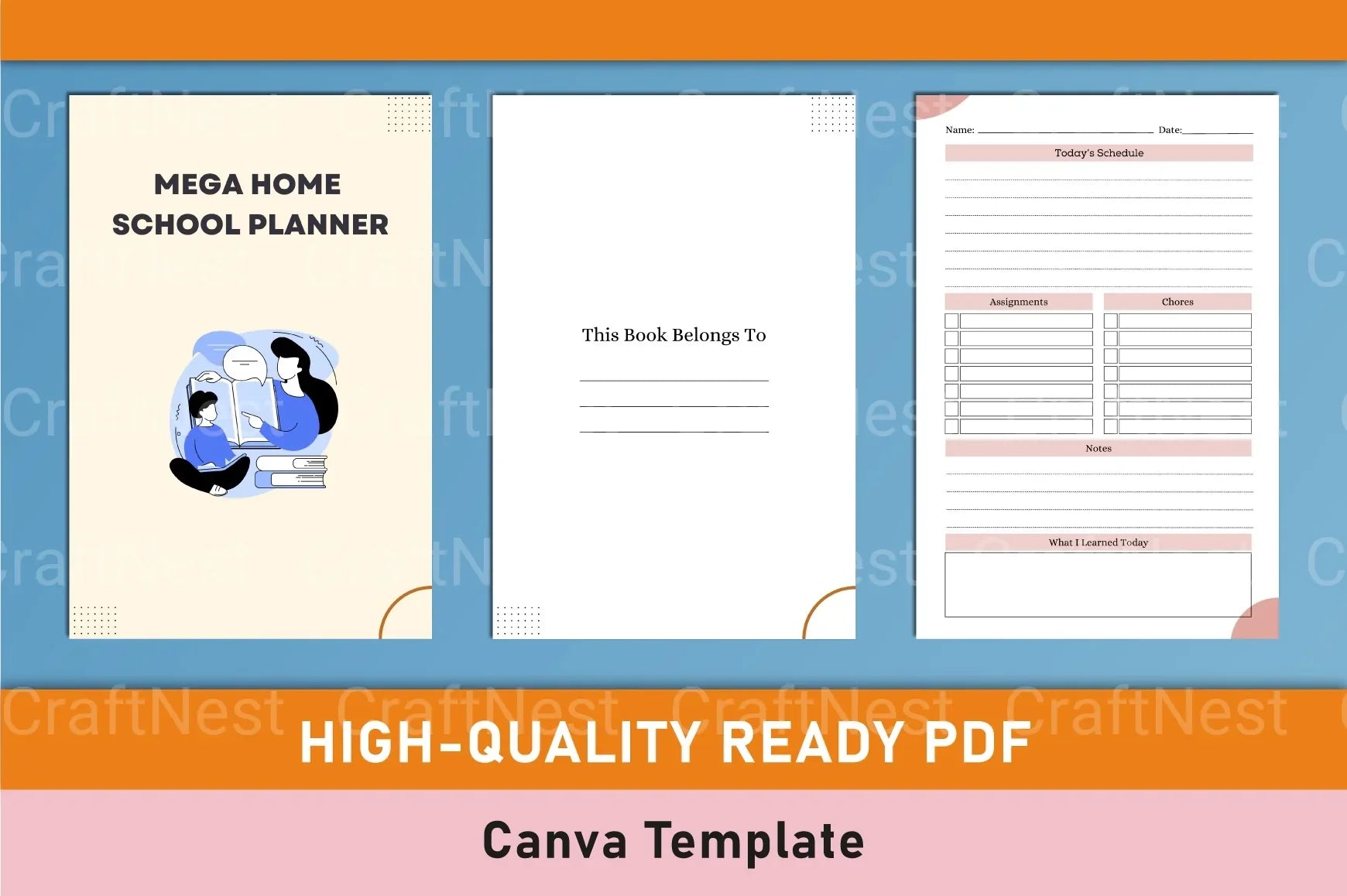 Mega Home School Planner Canva Template - CraftNest - Digital Crafting and Art