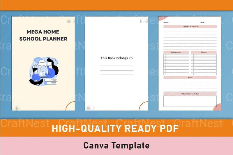 Mega Home School Planner Canva Template - CraftNest - Digital Crafting and Art