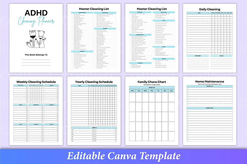 ADHD Cleaning Planner: Effective Organization Tool - CraftNest - Digital Crafting and Art
