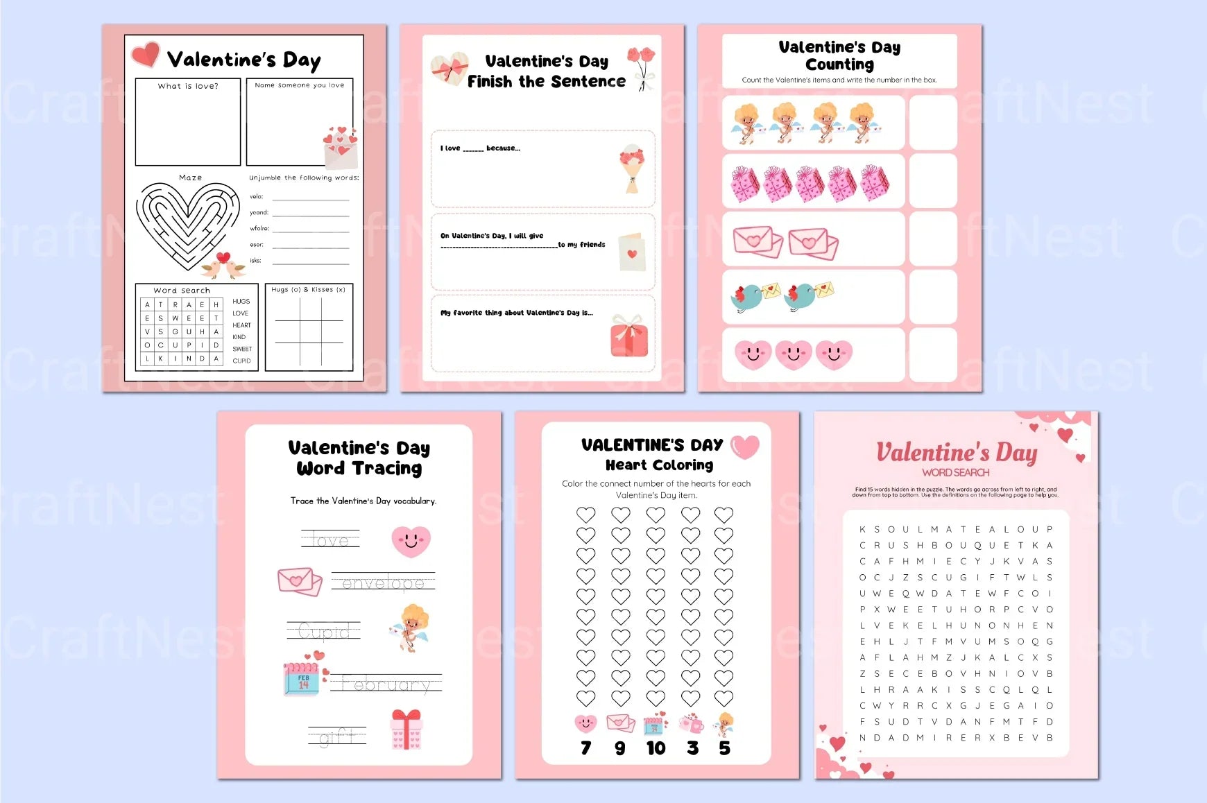 Valentine's Day Activity Book for Kids - CraftNest - Digital Crafting and Art