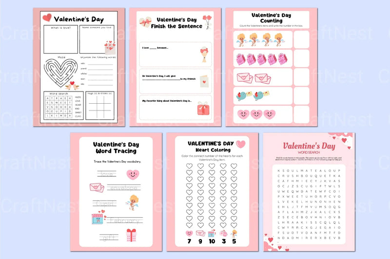 Valentine's Day Activity Book for Kids - CraftNest - Digital Crafting and Art