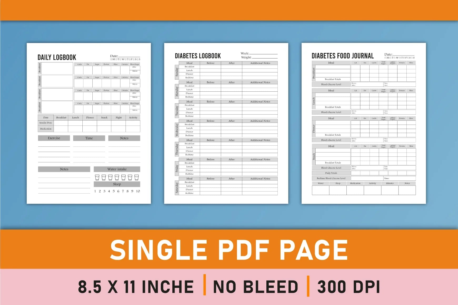 Diabetes Planner Printable Bundle - CraftNest - Digital Crafting and Art