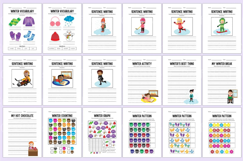 Kindergarten Winter Workbook Activities - CraftNest - Digital Crafting and Art