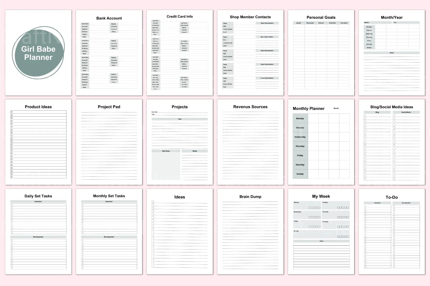 Girl Babe Planner: Stylish & Functional Organizer - CraftNest - Digital Crafting and Art