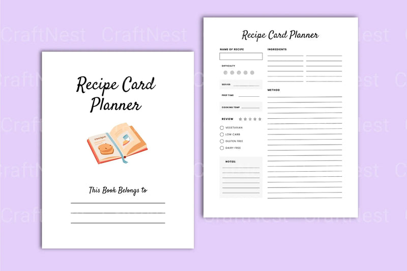 Recipe Card Planner Template - CraftNest - Digital Crafting and Art