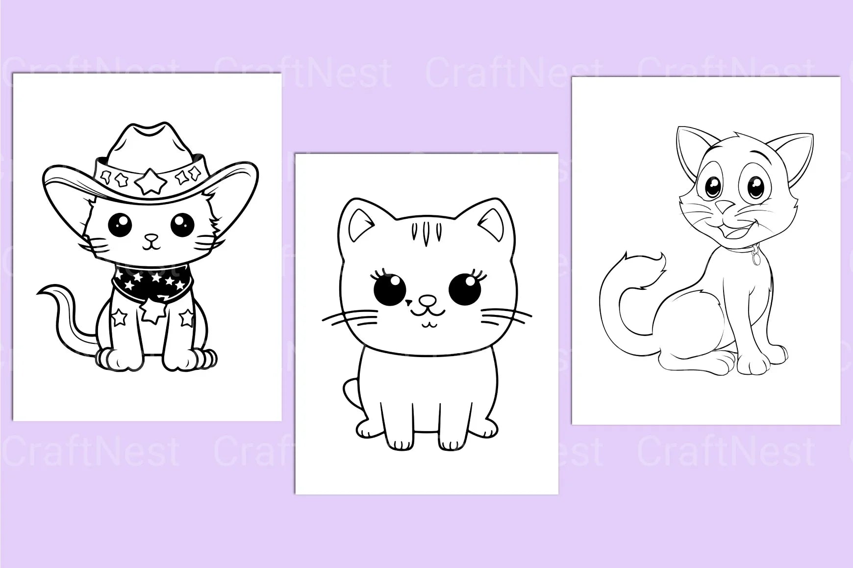 Cat Coloring Page - CraftNest - Digital Crafting and Art