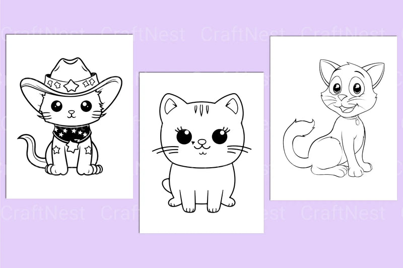Cat Coloring Page - CraftNest - Digital Crafting and Art