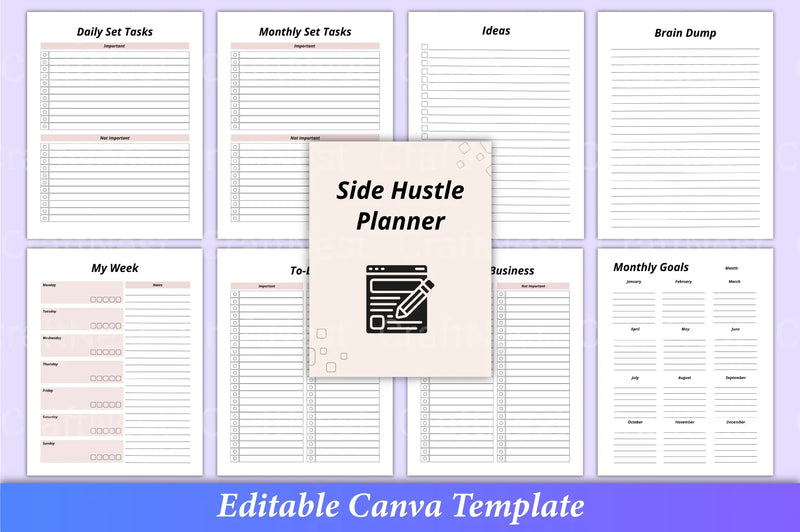 Side Hustle Planner Canva Template - CraftNest - Digital Crafting and Art