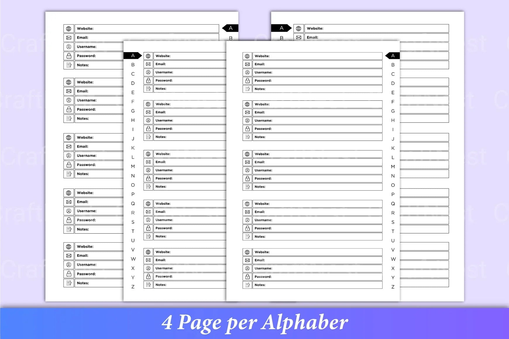 Password Book with Tabs for Easy Organization - CraftNest - Digital Crafting and Art