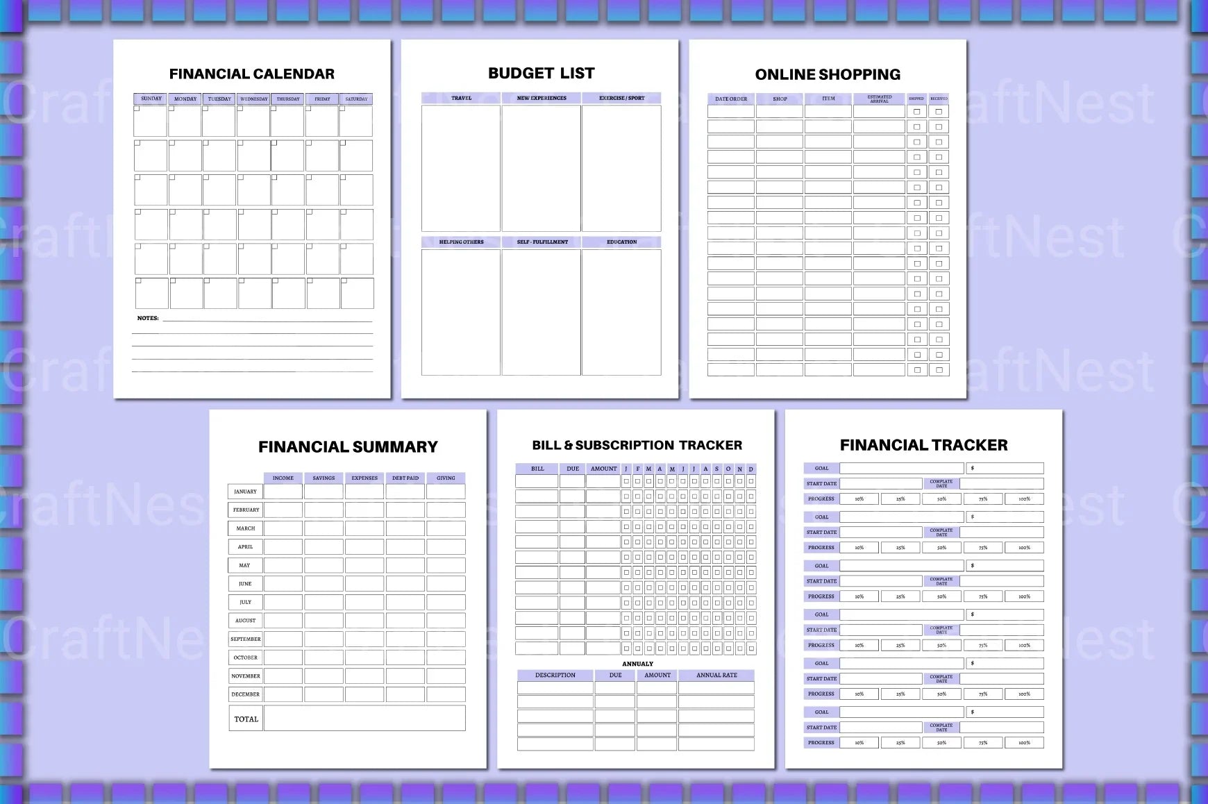 Budget Financial Planner - CraftNest - Digital Crafting and Art