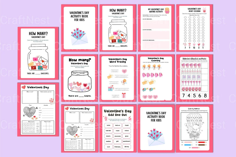 Valentine's Day Activity Book for Kids - CraftNest - Digital Crafting and Art