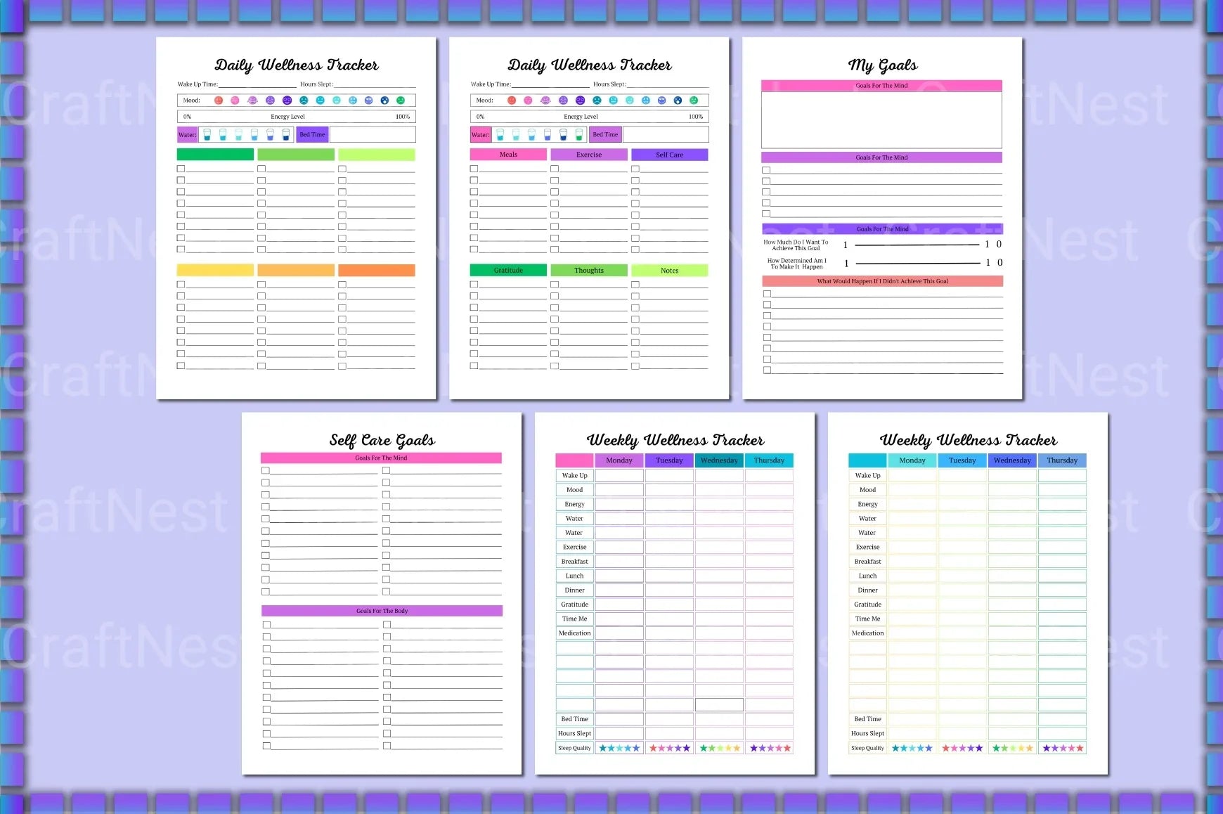 Self Care Planner for Personal Wellbeing - CraftNest - Digital Crafting and Art