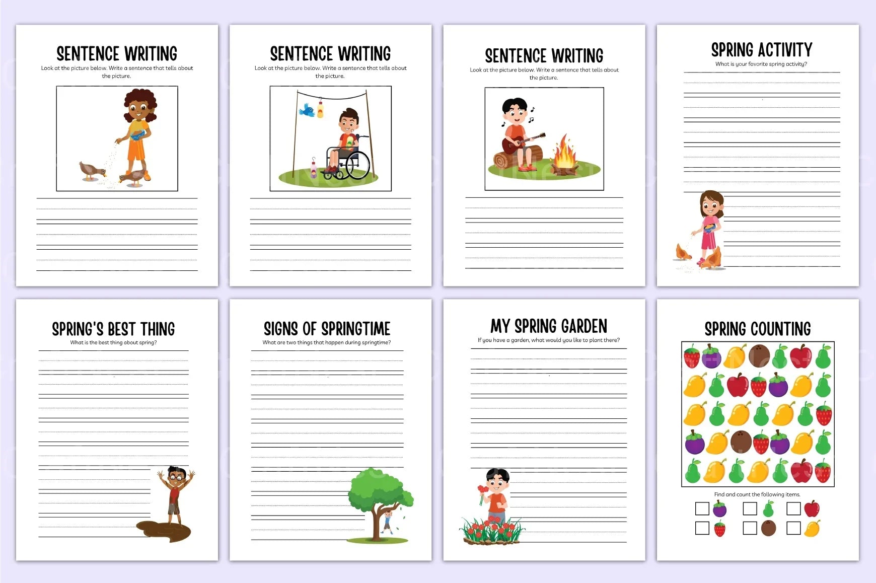 Kindergarten Spring Workbook for Early Learning - CraftNest - Digital Crafting and Art
