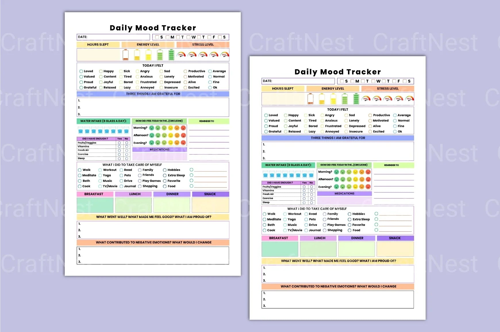 Mood Tracker Journal: Daily Mood Log - CraftNest - Digital Crafting and Art