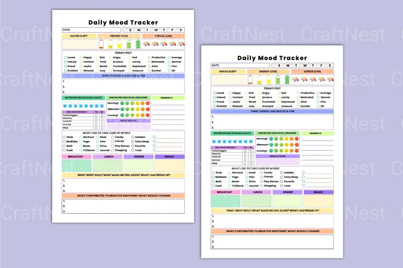 Mood Tracker Journal: Daily Mood Log - CraftNest - Digital Crafting and Art