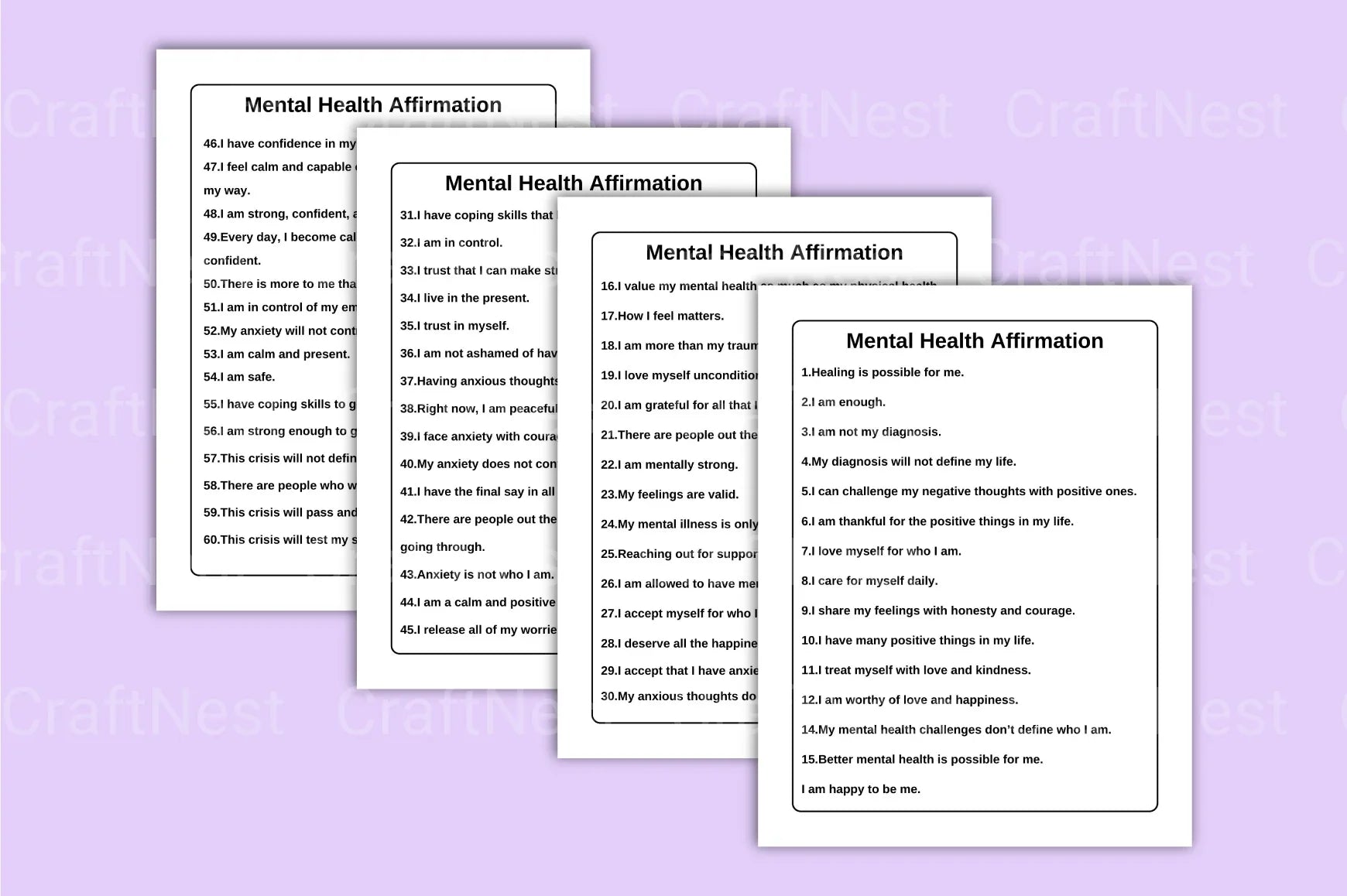 Mental Health Positive Affirmation - CraftNest - Digital Crafting and Art