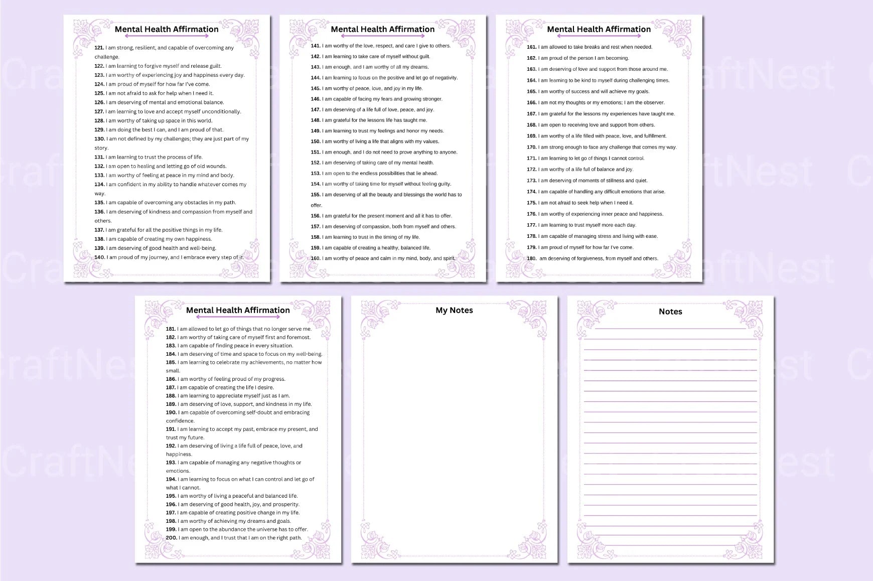 Mental Health Affirmation for Wellbeing - CraftNest - Digital Crafting and Art
