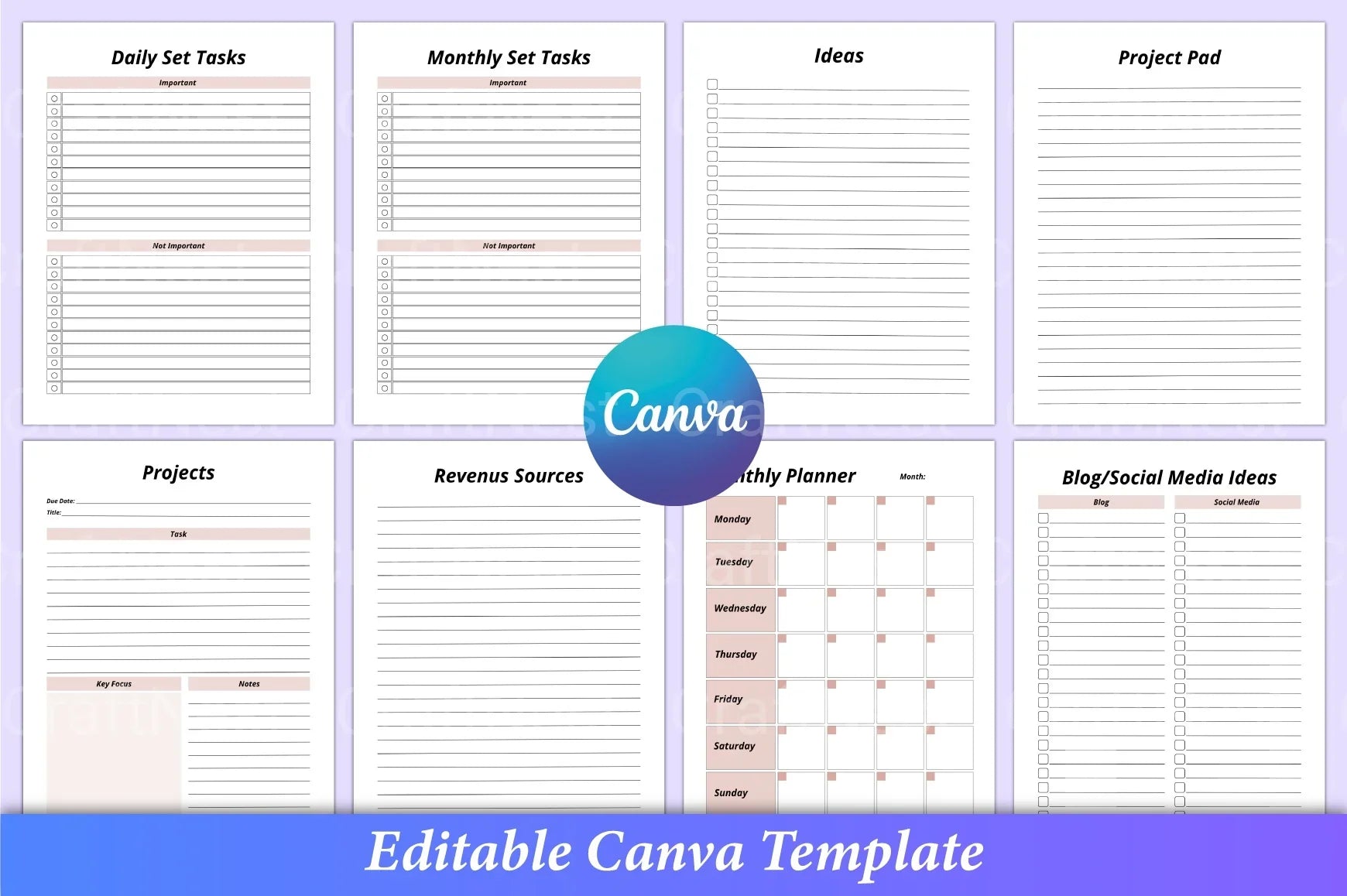 Girl Boss Planner Canva Template - CraftNest - Digital Crafting and Art