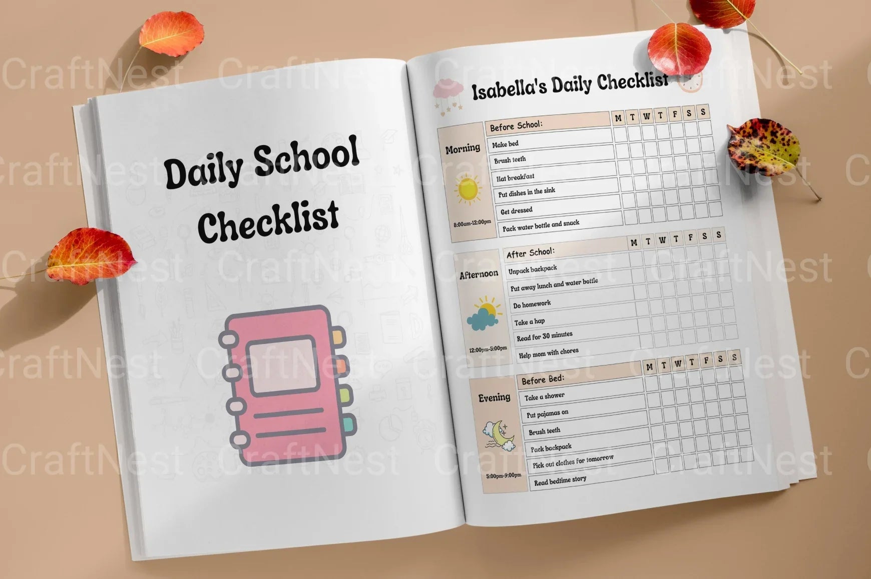 Kids Daily School Checklist Schedule - CraftNest - Digital Crafting and Art