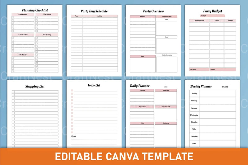 Party Event Planner Canva Template - CraftNest - Digital Crafting and Art