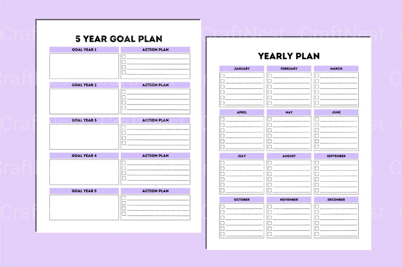 Yearly Goal Planner - CraftNest - Digital Crafting and Art
